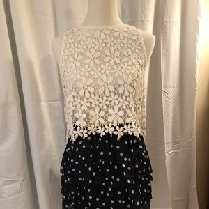 White Lace Split Back Top